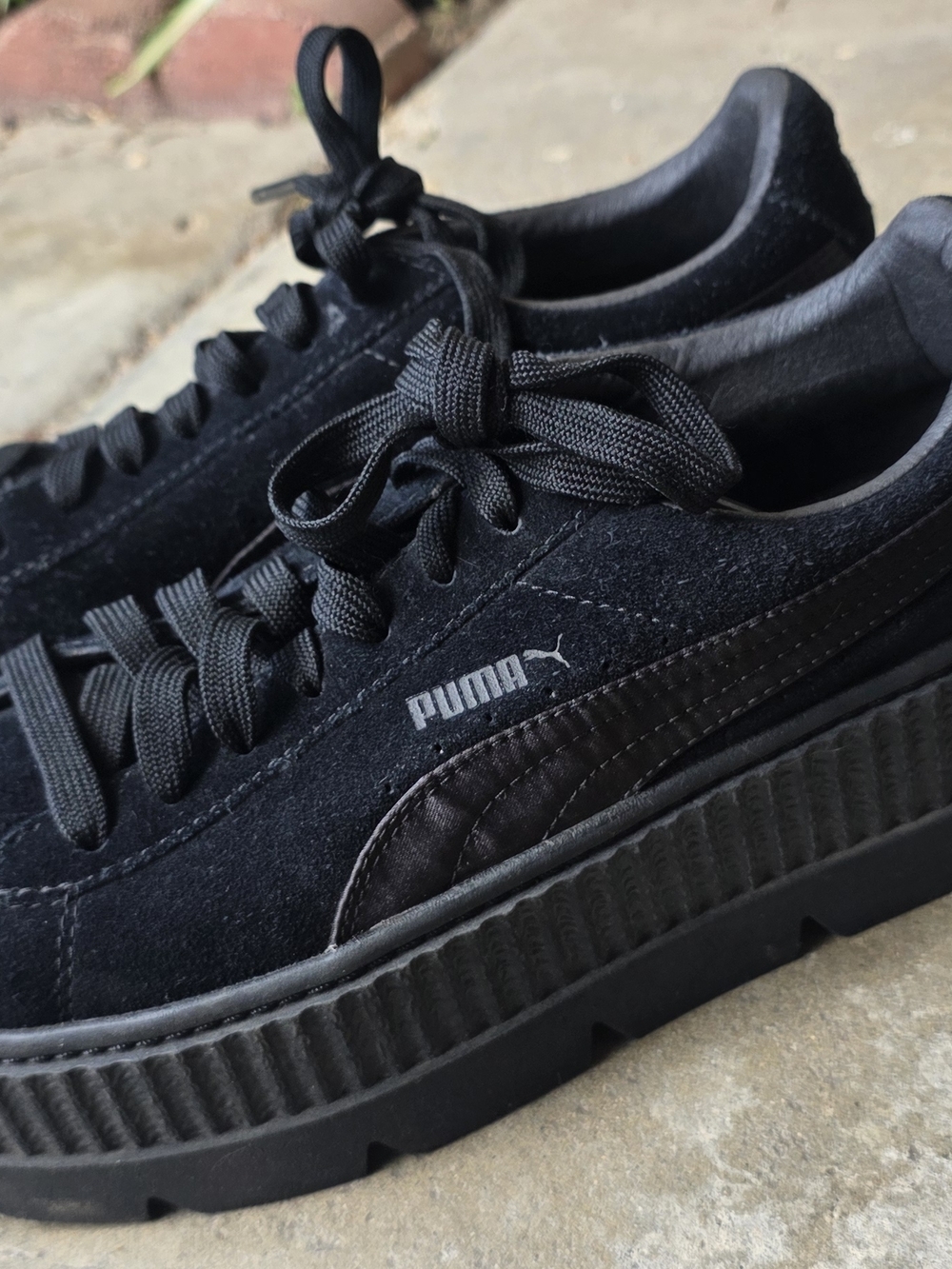 Puma Black Suede Platform Sneakers By Rihanna